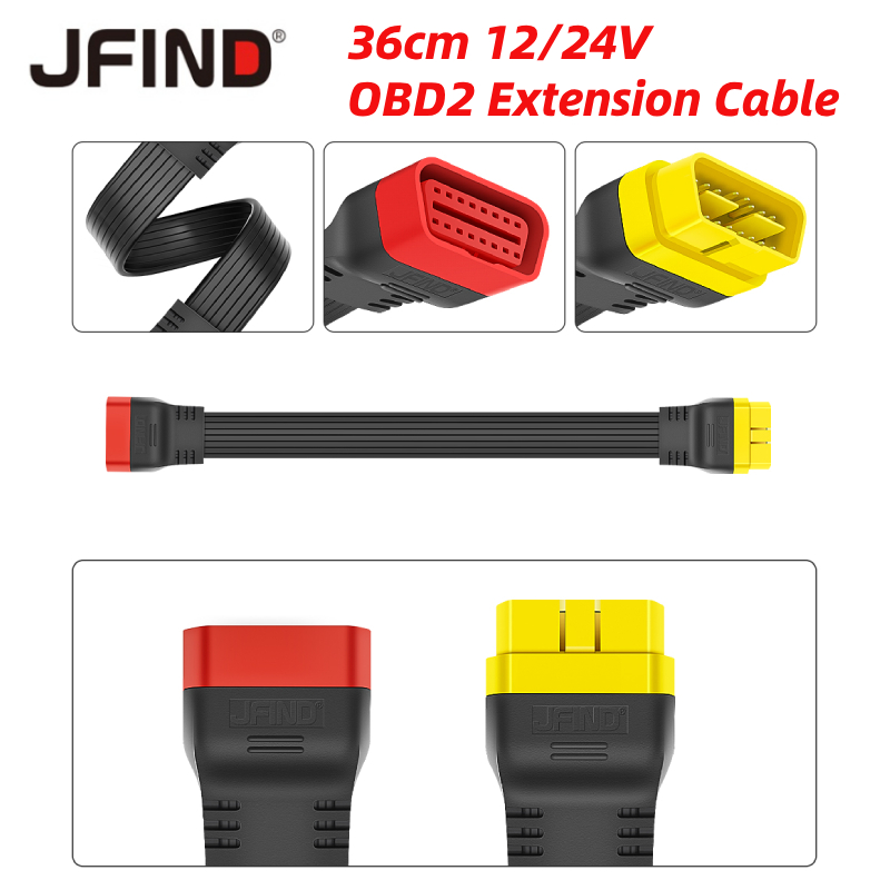 Jfind 36cm OBD2 Cáp Nối Dài 16 Pin Nam Đến Nữ OBD 2 Kết Nối 16Pin Công Cụ Chẩn Đoán Cho ELM327 Code Reader Bộ Chuyển Đổi Mở Rộng