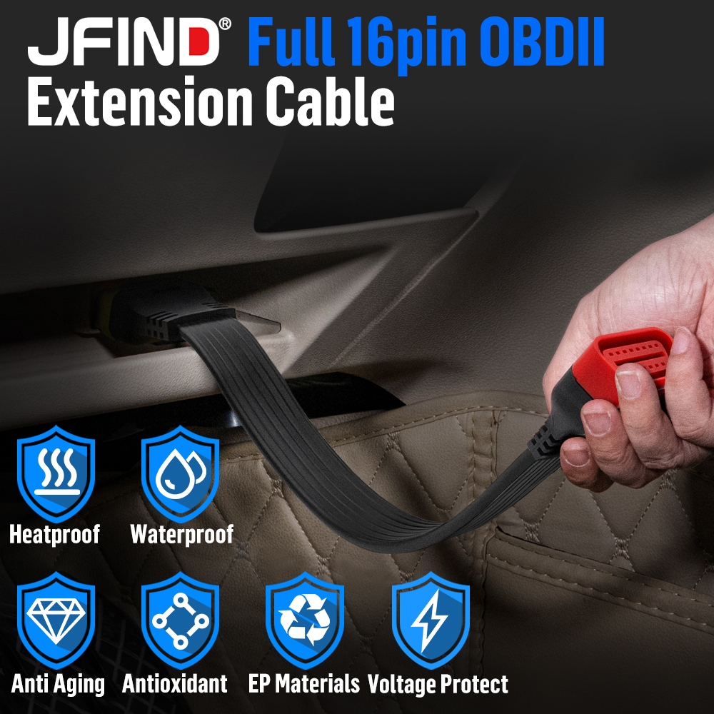 Jfind 36cm OBD2 Cáp Nối Dài 16 Pin Nam Đến Nữ OBD 2 Kết Nối 16Pin Công Cụ Chẩn Đoán Cho ELM327 Code Reader Bộ Chuyển Đổi Mở Rộng