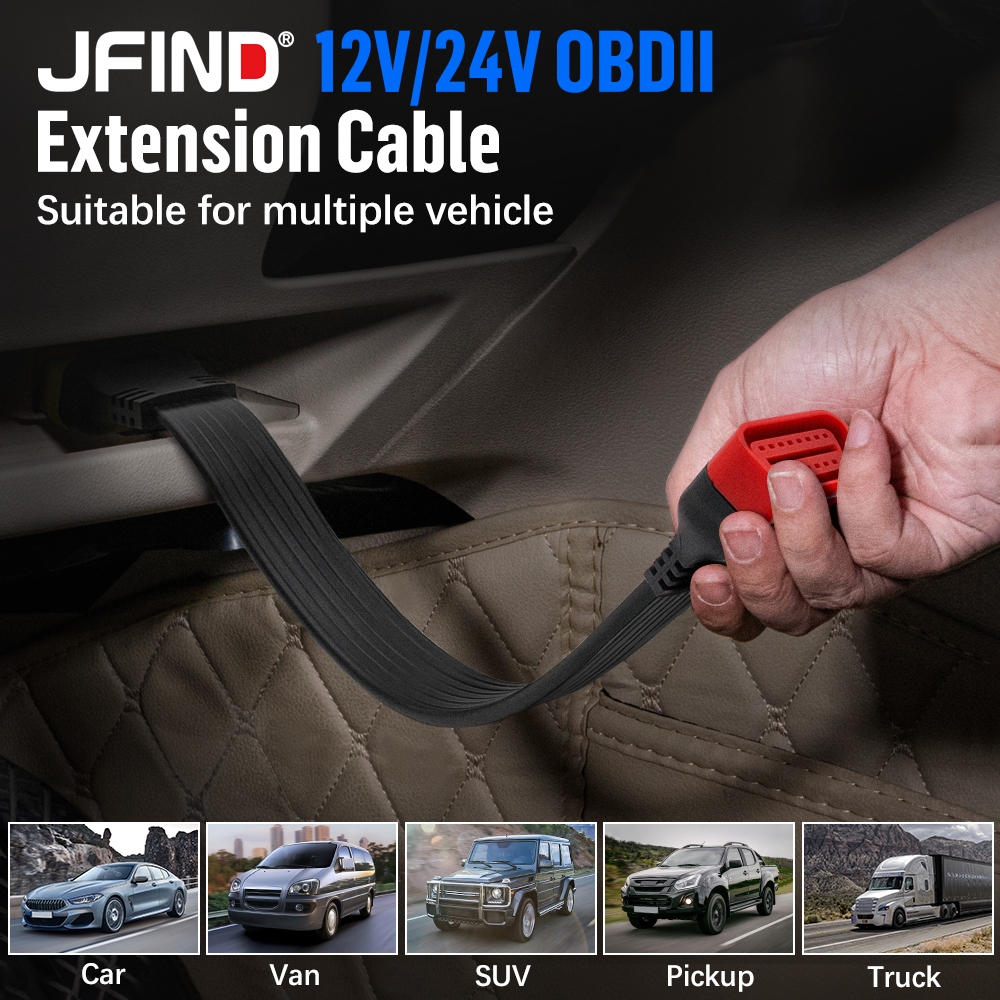 Jfind 36cm OBD2 Cáp Nối Dài 16 Pin Nam Đến Nữ OBD 2 Kết Nối 16Pin Công Cụ Chẩn Đoán Cho ELM327 Code Reader Bộ Chuyển Đổi Mở Rộng