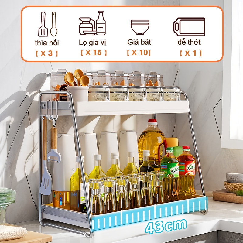 Cambond Đơn Giản Thanh Lịch Kệ Đựng Gia Vị Nhà Bếp Kệ Gia Vị Inox