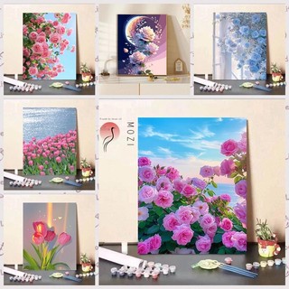 MOZI✨30 * 40cm / 40 * 50cm tranh tô màu theo số tranh số hóa tranh sơn dầu số hoá bộ tô màu theo sốHoa Hồng Số Sơn Dầu Tự Làm Tranh Thủ Công Tô Màu Tranh Số Tranh Đổ Đầy Chữa Bệnh Giải Nén Tranh Acrylic Giá Trị Cao Tranh Trang Trí Phòng Khách Tra