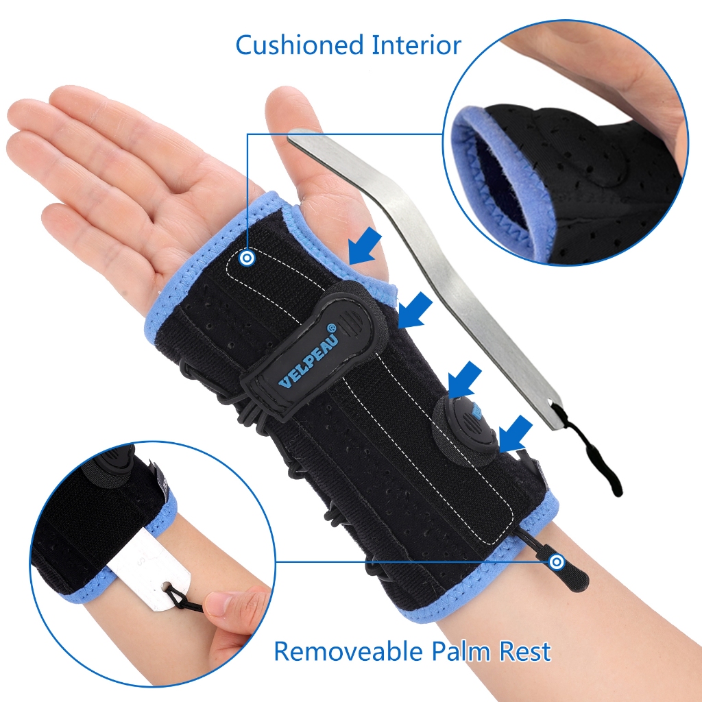 Ảnh Nẹp cổ tay quấn nhanh VELPEAU để giảm đường hầm cổ tay, cố định hỗ trợ giấc ngủ ban đêm có nẹp đệm & kim loại cho viêm khớp, bong gân 1