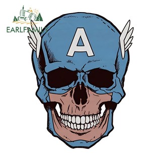 EARLFAMILY 13cm Captain America Đầu Lâu Xe Hơi Miếng Dán Xe Máy Ốp Lưng Cốp Laptop Vinyl Chống Thấm Nước Decal Tắc Xước Bảo Vệ Cửa Xe Ô Tô