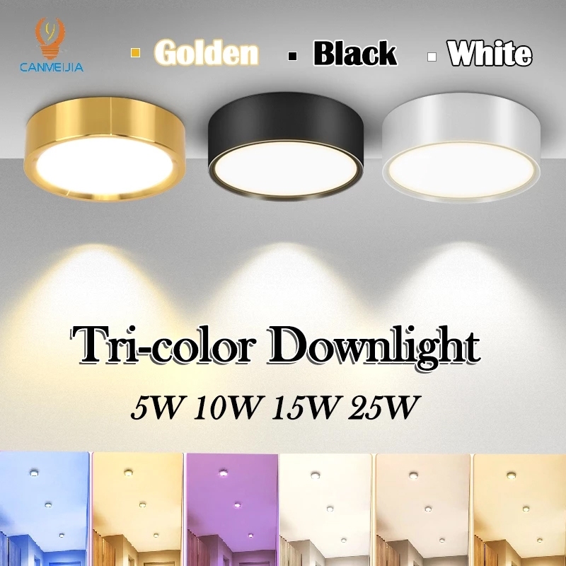 Đèn LED Downlight Âm Trần 3 màu Có Thể Gập Lại Nhôm 5W 10W 15W 25W 360° Đèn trần gắn bề mặt xoay Đèn chiếu sáng nhà bếp sống