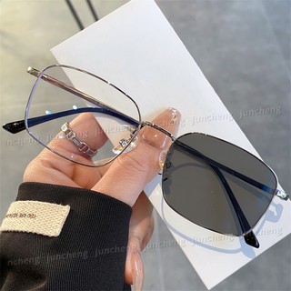 Kính kim loại hình vuông chống bức xạ Photochromic dành cho nữ Sinh viên cao cấp Kính mắt chống ánh sáng xanh có cận thị cho nữ