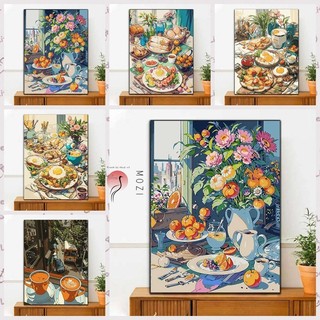 MOZI✨30 * 40cm / 40 * 50cm món ăn ngon tranh tô màu theo số tranh số hóa Gourmet Tranh sơn dầu kỹ thuật số diy Tranh tô màu Tranh kỹ thuật số Làm đầy Tranh phòng khách Trang trí phòng khách Tranh sơn dầu Tranh thủ công nguyên chất Tranh kỹ thuật số