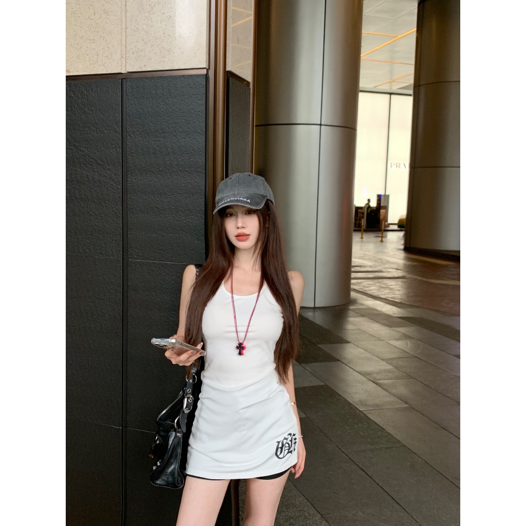 【BANKO】Áo yếm mỏng in màu trắng mùa hè dành cho nữ