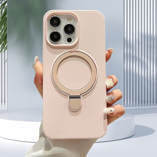 Ốp điện thoại cứng chống rơi silicon lỏng sang trọng màu hồng 15 Pro max cho iPhone15 14 13 12 Pro max có giá đỡ kim loại để bảo vệ mặt sau cứng iPhone