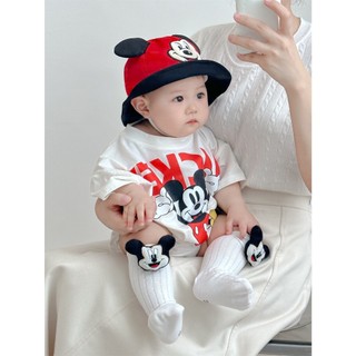 Bé Trai Sơ Sinh Áo Liền Quần Hoạt Hình Tay Ngắn Jumpsuit Quần Áo Trẻ Em Mickey Dễ Thương (0-24 Tháng)