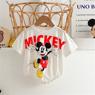 Bé Trai Sơ Sinh Áo Liền Quần Hoạt Hình Tay Ngắn Jumpsuit Quần Áo Trẻ Em Mickey Dễ Thương (0-24 Tháng)