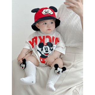 Bé Trai Sơ Sinh Áo Liền Quần Hoạt Hình Tay Ngắn Jumpsuit Quần Áo Trẻ Em Mickey Dễ Thương (0-24 Tháng)
