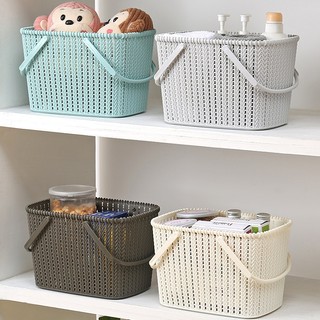 Giỏ Đựng Đồ Bằng Nhựa Để Phòng Tắm Đồ Dùng Vệ Sinh Thoát Nước Đồ Lặt Vặt Có Quai Xách Di Động Storage boxes【Chiosala12】