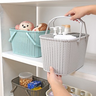 Giỏ Đựng Đồ Bằng Nhựa Để Phòng Tắm Đồ Dùng Vệ Sinh Thoát Nước Đồ Lặt Vặt Có Quai Xách Di Động Storage boxes【Chiosala12】