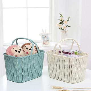 Giỏ Đựng Đồ Bằng Nhựa Để Phòng Tắm Đồ Dùng Vệ Sinh Thoát Nước Đồ Lặt Vặt Có Quai Xách Di Động Storage boxes【Chiosala12】