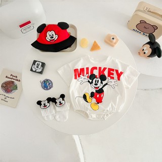 Bé Trai Sơ Sinh Áo Liền Quần Hoạt Hình Tay Ngắn Jumpsuit Quần Áo Trẻ Em Mickey Dễ Thương (0-24 Tháng)