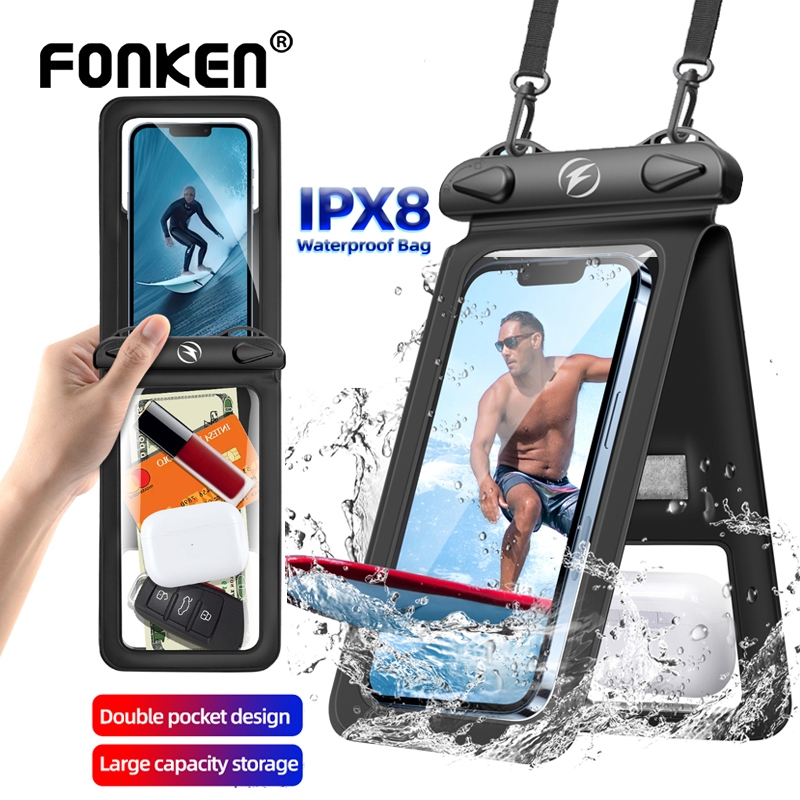 Ảnh Ốp điện thoại chống nước Fonken Túi đôi IPX8 cho thẻ ví đựng đồ bơi 1