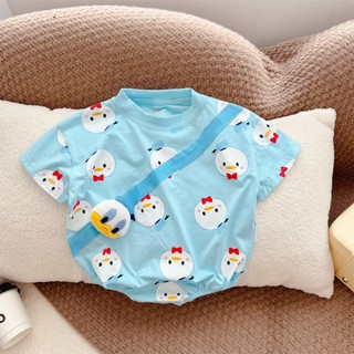 Bé Sơ Sinh Mùa Hè Mới Bé Trai Bé Gái Tay Ngắn Body Áo liền quần 0-24 Tháng