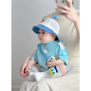 Bé Sơ Sinh Mùa Hè Mới Bé Trai Bé Gái Tay Ngắn Body Áo liền quần 0-24 Tháng