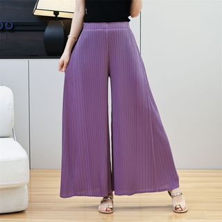 Miyake Xếp Ly Cao Cấp Quần Ống Rộng Drap Thanh Lịch Kích Thước Lớn Thường Ngày Rời Mỡ mm Quần Viền Lớn