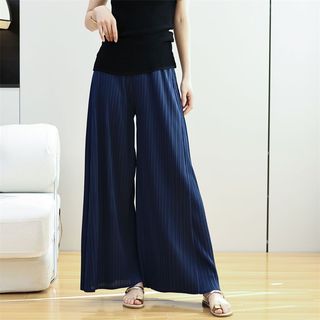 Miyake Xếp Ly Cao Cấp Quần Ống Rộng Drap Thanh Lịch Kích Thước Lớn Thường Ngày Rời Mỡ mm Quần Viền Lớn