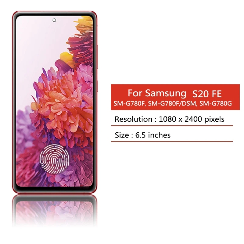 Màn hình LCD TFT đã được thử nghiệm cho Samsung Galaxy S20 FE có khung, LCD cho Samsung S20FE G781B G780 Màn hình thay thế bộ số hóa cảm ứng
