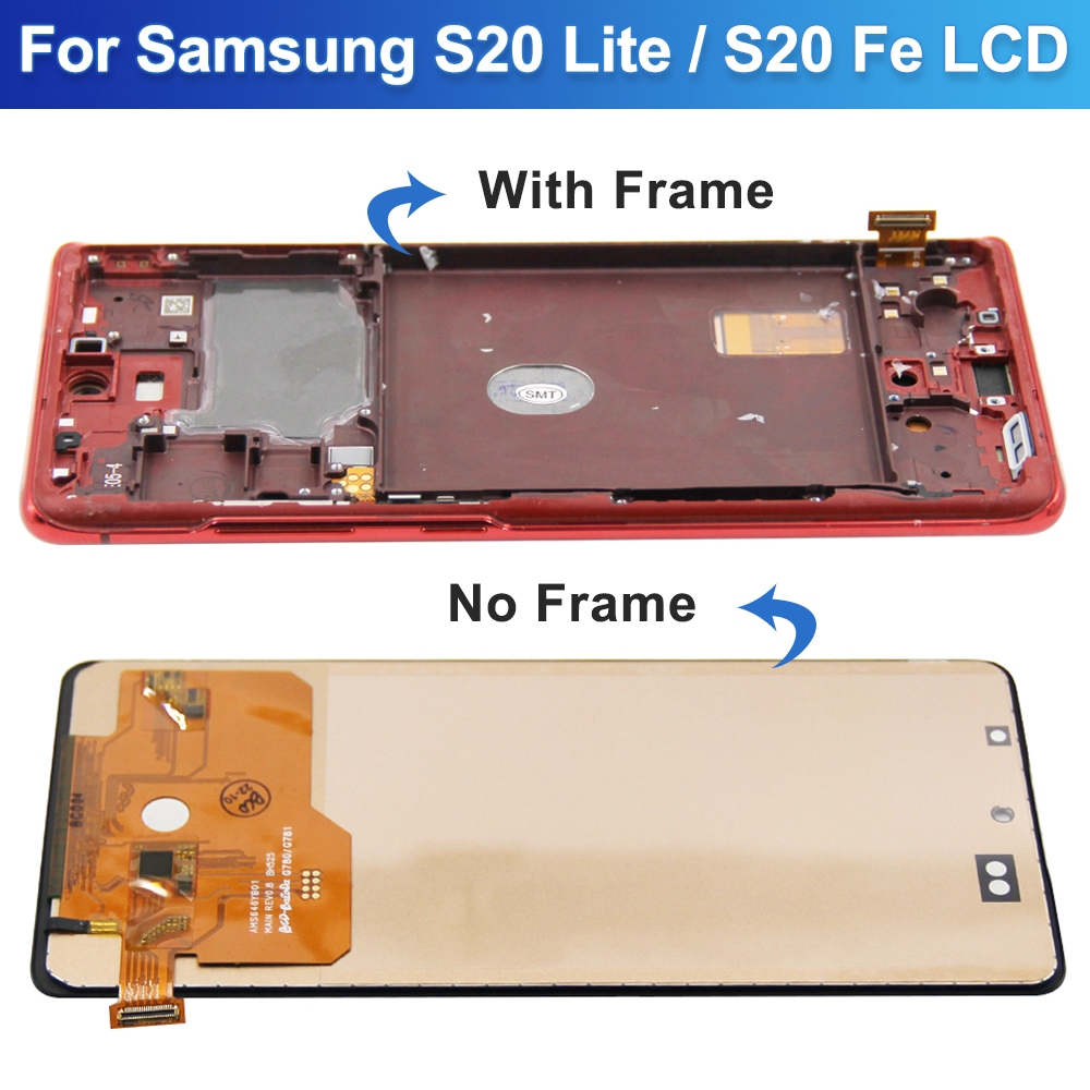 Màn hình LCD TFT đã được thử nghiệm cho Samsung Galaxy S20 FE có khung, LCD cho Samsung S20FE G781B G780 Màn hình thay thế bộ số hóa cảm ứng