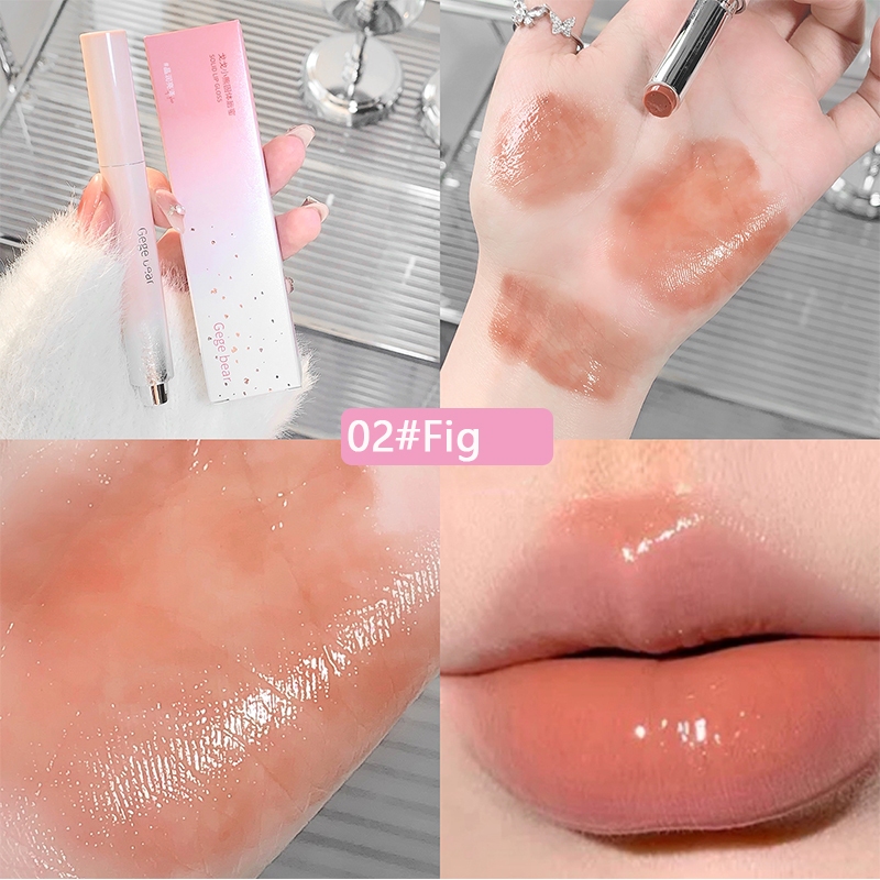 Gegebear HerorangeSon Môi Dạng Thạch Trong Suốt Chống Nước Không Dính Cốc Dưỡng Ẩm Làm Căng Mọng Môi