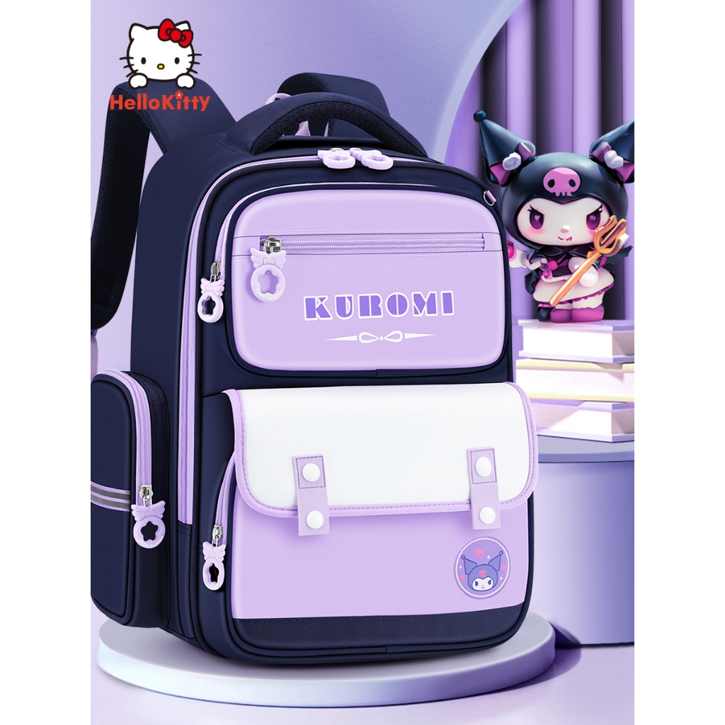 Kuromi Schoolbag Nữ Sinh Tiểu Học 2024 Phong Cách Mới Một Đến Ba Bốn Bé Gái Lớp Năm Giảm Gánh Nặng Bảo Vệ Trẻ Em Multi @
