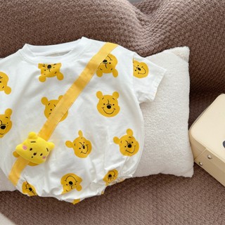 Bộ áo liền quần mùa hè cho bé sơ sinh Gấu Poonie Bé trai và bé gái Tay ngắn Onesie 0-24 tháng tuổi