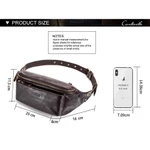 CONTACTS Da Thật Chính Hãng Nam Túi Thắt Lưng Cho Phone vintage Du Lịch Fanny Gói Có Đựng Thẻ Nam Thắt Lưng Túi Dây Kéo bum Túi MỚI — ảnh 4