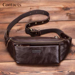 CONTACTS Da Thật Chính Hãng Nam Túi Thắt Lưng Cho Phone vintage Du Lịch Fanny Gói Có Đựng Thẻ Nam Thắt Lưng Túi Dây Kéo bum Túi MỚI — ảnh 1