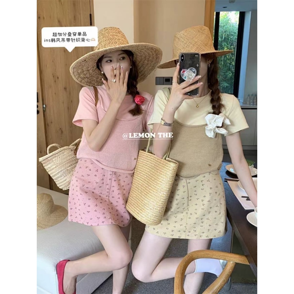 Suxi Vintage Hoa Mới Mini Skrit Phong Cách Hàn Quốc Thời Trang Cao Cấp Váy Ngắn Nữ 240308