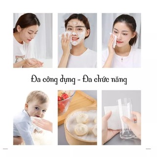 60 tờ khăn mặt dùng 1 lần Khăn lau mặt khô đa năng khăn lau khô dùng một lần khăn ướt tẩy trang Khăn mềm dày