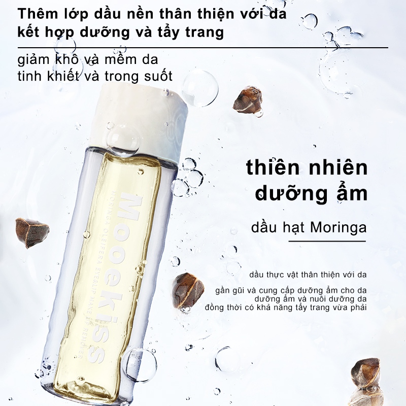 Dầu tẩy trang Mooekiss nước tẩy trang mắt và môi Dầu hạt moringa làm sạch sâu Nhẹ nhàng không kích ứng 75ml
