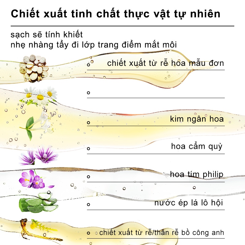 Dầu tẩy trang Mooekiss nước tẩy trang mắt và môi Dầu hạt moringa làm sạch sâu Nhẹ nhàng không kích ứng 75ml