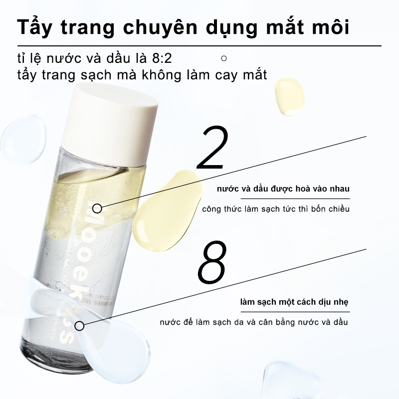 Dầu tẩy trang Mooekiss nước tẩy trang mắt và môi Dầu hạt moringa làm sạch sâu Nhẹ nhàng không kích ứng 75ml