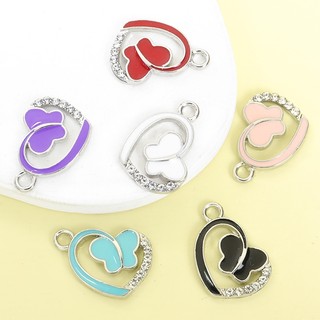 10 Chiếc Độc Đáo Bất Đối Xứng Thiết Kế Trái Tim & Bướm Lấp Lánh Thạch Inlay Men Quyến Rũ Vòng Cổ Thời Trang Bông Tai Và Dây Xích Khác Đồ Trang Trí DIY Lãng Mạn Bướm Mặt Dây Tình Yêu