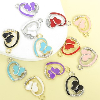 10 Chiếc Độc Đáo Bất Đối Xứng Thiết Kế Trái Tim & Bướm Lấp Lánh Thạch Inlay Men Quyến Rũ Vòng Cổ Thời Trang Bông Tai Và Dây Xích Khác Đồ Trang Trí DIY Lãng Mạn Bướm Mặt Dây Tình Yêu