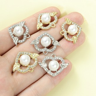 10 viên kim cương giả sáng bóng & khảm ngọc trai Đôi cánh thiên thần Bùa trái tim hàng ngày hoặc tiệc Mặc nhẹ Bông tai vòng cổ sang trọng DIY Mặt dây chuyền tinh tế - Món quà hoàn hảo cho những người bạn thân nhất hoặc người yêu