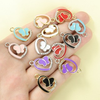 10 Chiếc Độc Đáo Bất Đối Xứng Thiết Kế Trái Tim & Bướm Lấp Lánh Thạch Inlay Men Quyến Rũ Vòng Cổ Thời Trang Bông Tai Và Dây Xích Khác Đồ Trang Trí DIY Lãng Mạn Bướm Mặt Dây Tình Yêu