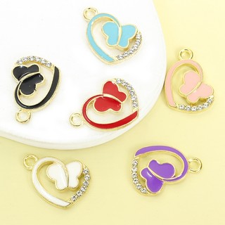 10 Chiếc Độc Đáo Bất Đối Xứng Thiết Kế Trái Tim & Bướm Lấp Lánh Thạch Inlay Men Quyến Rũ Vòng Cổ Thời Trang Bông Tai Và Dây Xích Khác Đồ Trang Trí DIY Lãng Mạn Bướm Mặt Dây Tình Yêu
