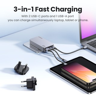 [Nexode Pro] Bộ chuyển đổi sạc nhanh siêu mỏng UGREEN GaN 65W Bộ sạc tường PPS nhanh gọn 3 cổng GaN cho MacBook iPad