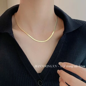 Dây chuyền titan cao cấp nữ không gỉ mạ vàng 24k bản to thiết kế đơn giản thời trang
