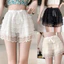Quần short ren mềm nhiều lớp dành cho nữ Thắt nơ ngọt ngào Quần short an toàn lớp bánh