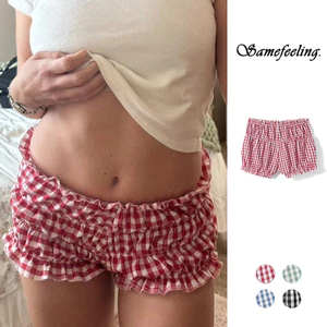 Sf-nữ Mùa Hè Xù Quần Short Thường Ngày In Kẻ Sọc Co Giãn Eo Quần Ngắn Cho Đi Biển Hộp Đêm Dạo Phố
