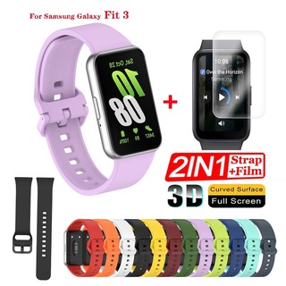 Dành Cho Samsung Galaxy Fit 3 Fit3 2in1 Dây Đeo Silicon + 3 Miếng Dán Bảo Vệ Màn Hình HD Chống Trầy Xước