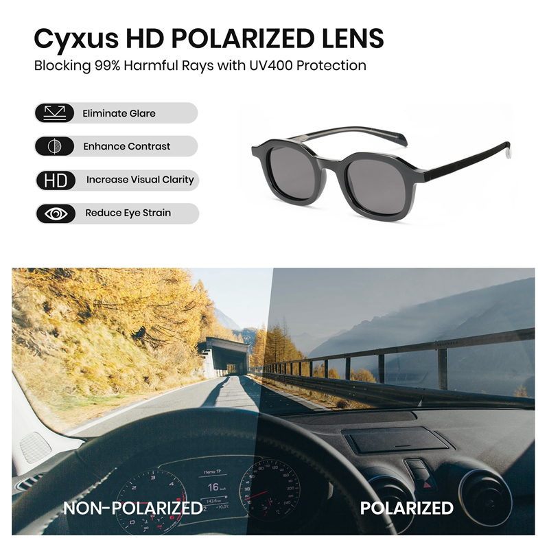 Cyxus Kính Phân Cực UV400 Cho Nam Nữ Gọng TR90 Oval Thời Trang Retro Chống Lóa Hoàn Hảo Đi Chơi Ngoài Trời P1559