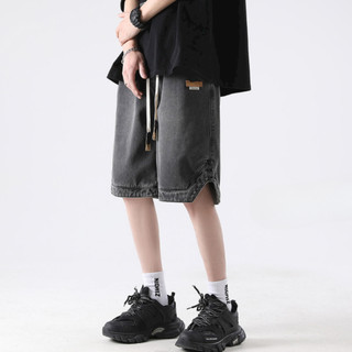 Quần short denim nam ESEA, quần short denim phong cách retro dáng rộng mới mùa hè kiểu Mỹ