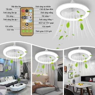 Quạt trần Led CANMEIJIA có đèn E27 Đế 3 màu Đèn trần Điều khiển từ xa Đèn quạt hương liệu có thể điều chỉnh độ sáng Đèn trần thông minh 24W / 30W Bóng đèn Led im lặng Thời gian chiếu sáng nhà f