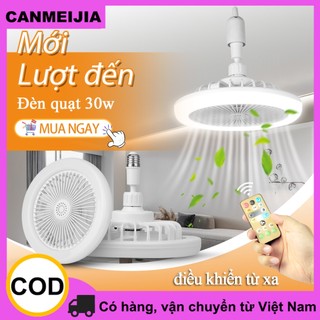 Quạt trần Led CANMEIJIA có đèn E27 Đế 3 màu Đèn trần Điều khiển từ xa Đèn quạt hương liệu có thể điều chỉnh độ sáng Đèn trần thông minh 24W / 30W Bóng đèn Led im lặng Thời gian chiếu sáng nhà f